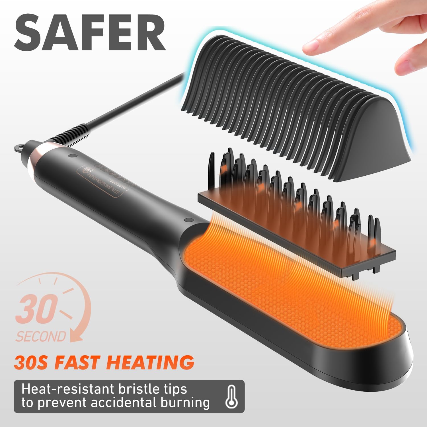 Hair Straightener Brush, Electric straightening Brush with Ceramic Quick Heating, Hair Straightener for Women,Dual Voltage Thermal straighetner Comb,Anti-Scald Safety Design