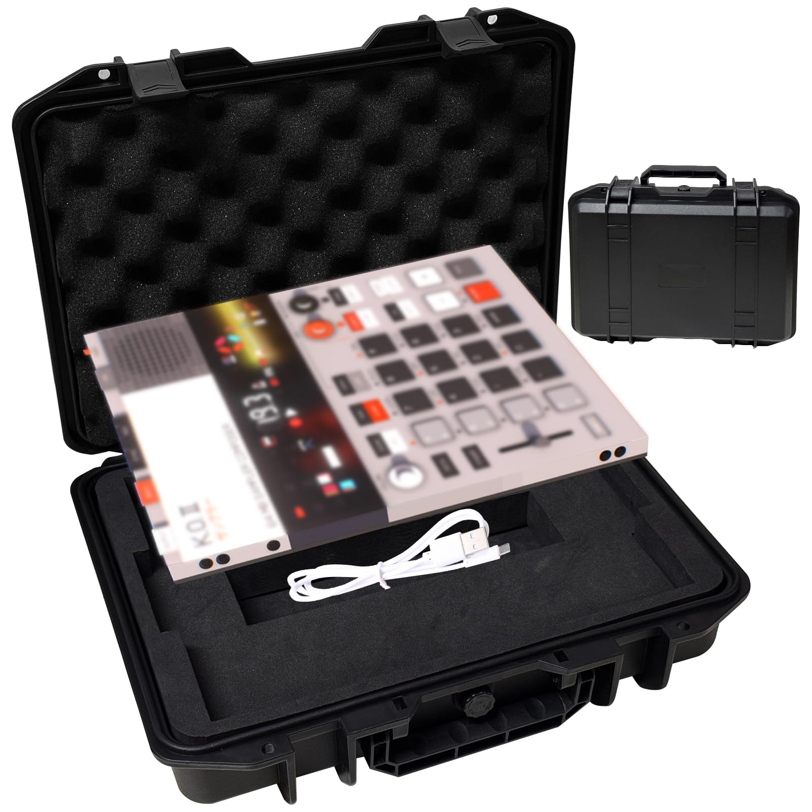 Hard Shell Case for Teenage Engineering EP-133 K.O. II/EP-1320, Hard Shell Travel Carrying Storage Case Equipped with Comfort Handle with Customizable Foam
