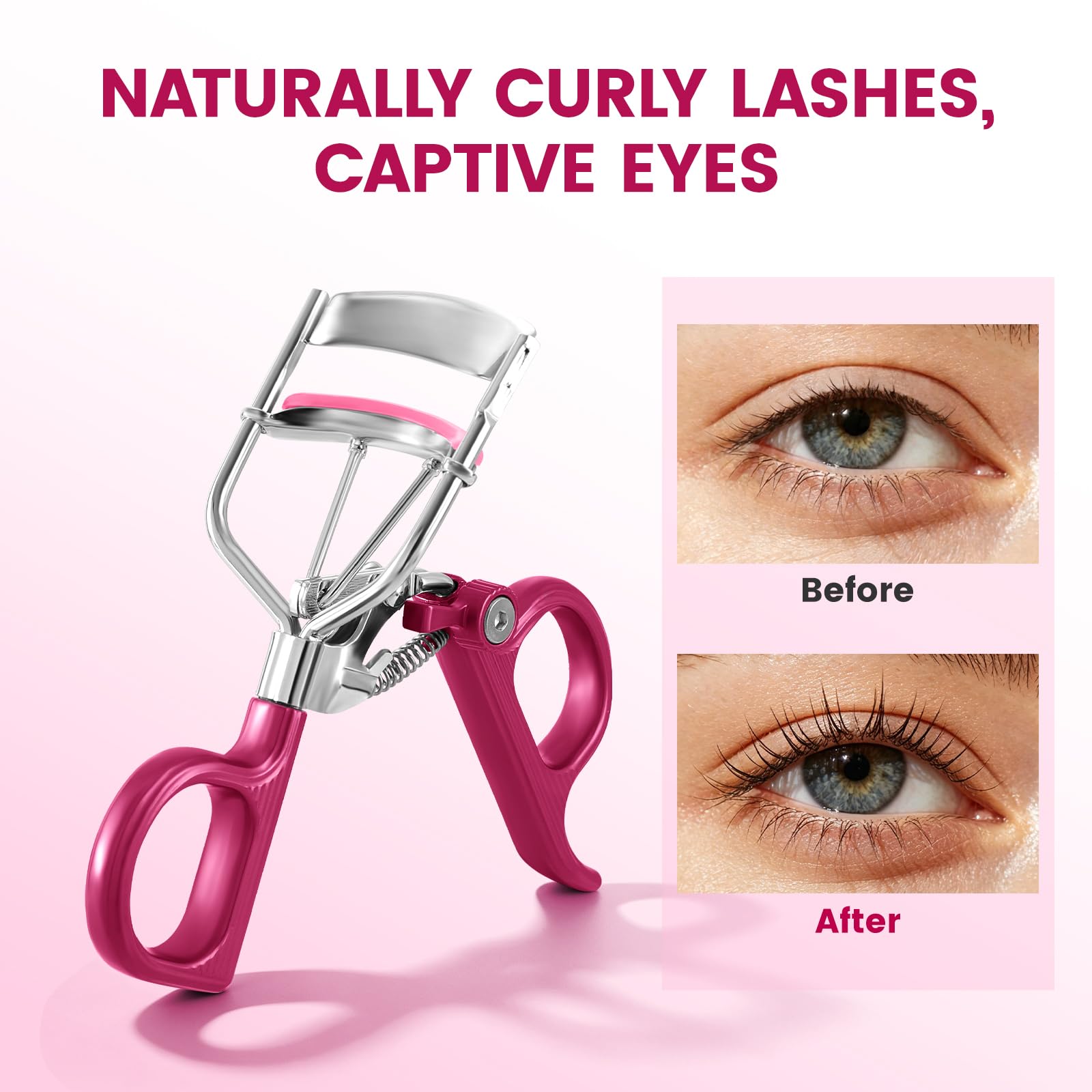 Wimpernzange mit 3 Nachfüllpads mit 3 verschiedenen Festigkeiten, verbesserter Materialgriff, präzise Kontrolle, professionelle Wimpernzange verfügt über ein integriertes Schloss für einfache Lagerung