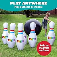 Vista 4 de JOYIN Juego de bolos inflables gigantes para niños y adultos, juegos para fiestas de Navidad y cumpleaños, juguetes educativos para desarrollar