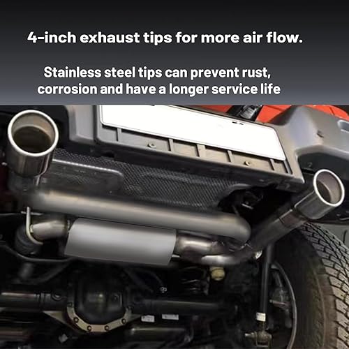 Miniatura 10 de Kit de silenciador de escape para Wrangler JK 2007-2017, kit de sistema de escape Catback de punta de doble pared, ilimitado 3.6L V6 2 puertas y 4
