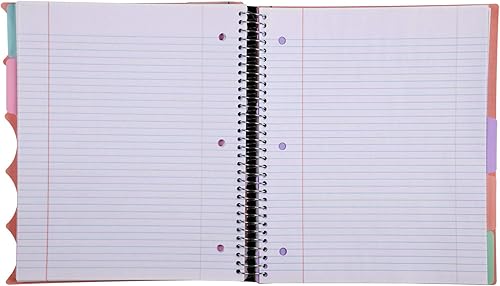 Miniatura 5 de Mintra Office - Libreta espiral de alta calidad durable, espirales cubiertas de tela, sin enganches, a rayas universitarias, divisores de bolsillo