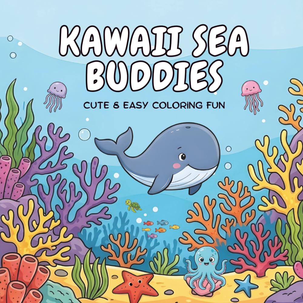 Kawaii Sea Buddies: Cute & Easy Coloring Fun
