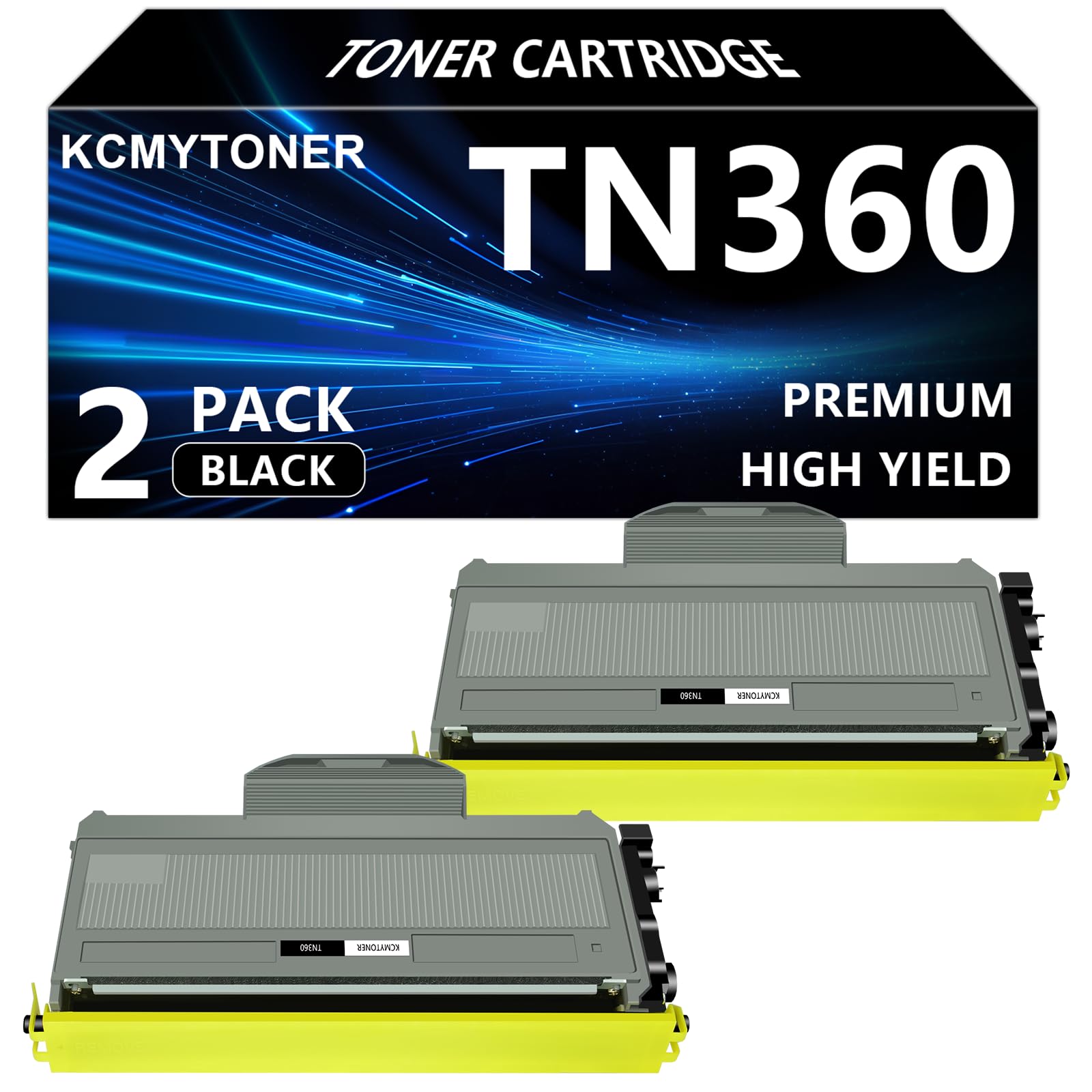 KCMYTONER 2 Packs Compatible for Brother TN360 TN330 High Yield Mono Laser Toner Cartridge Black for HL-2140 HL-2170W DCP-7030 DCP-7040 MFC-7340 MFC-