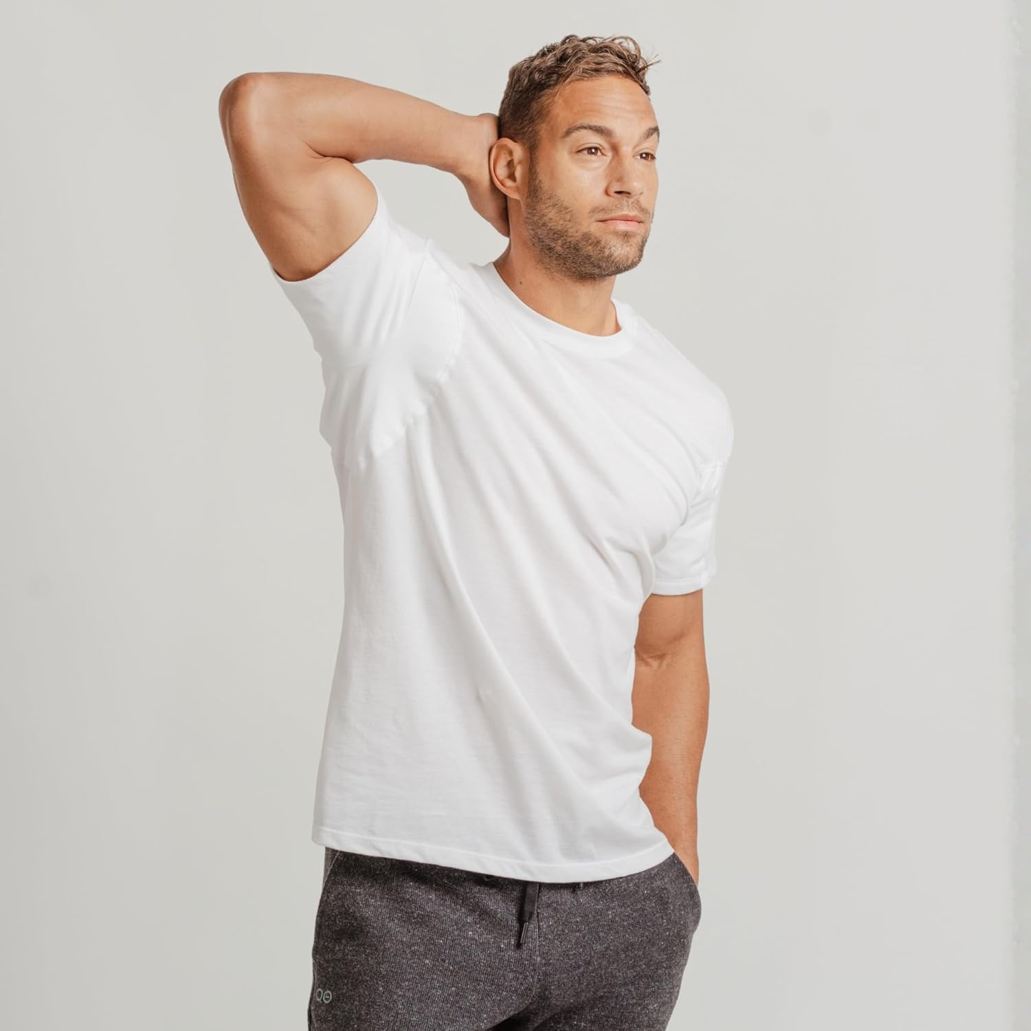 Men's Sweatproof Undershirt - Cotton Crew Neck - Original Fit - with Sweat Pads - Image 3