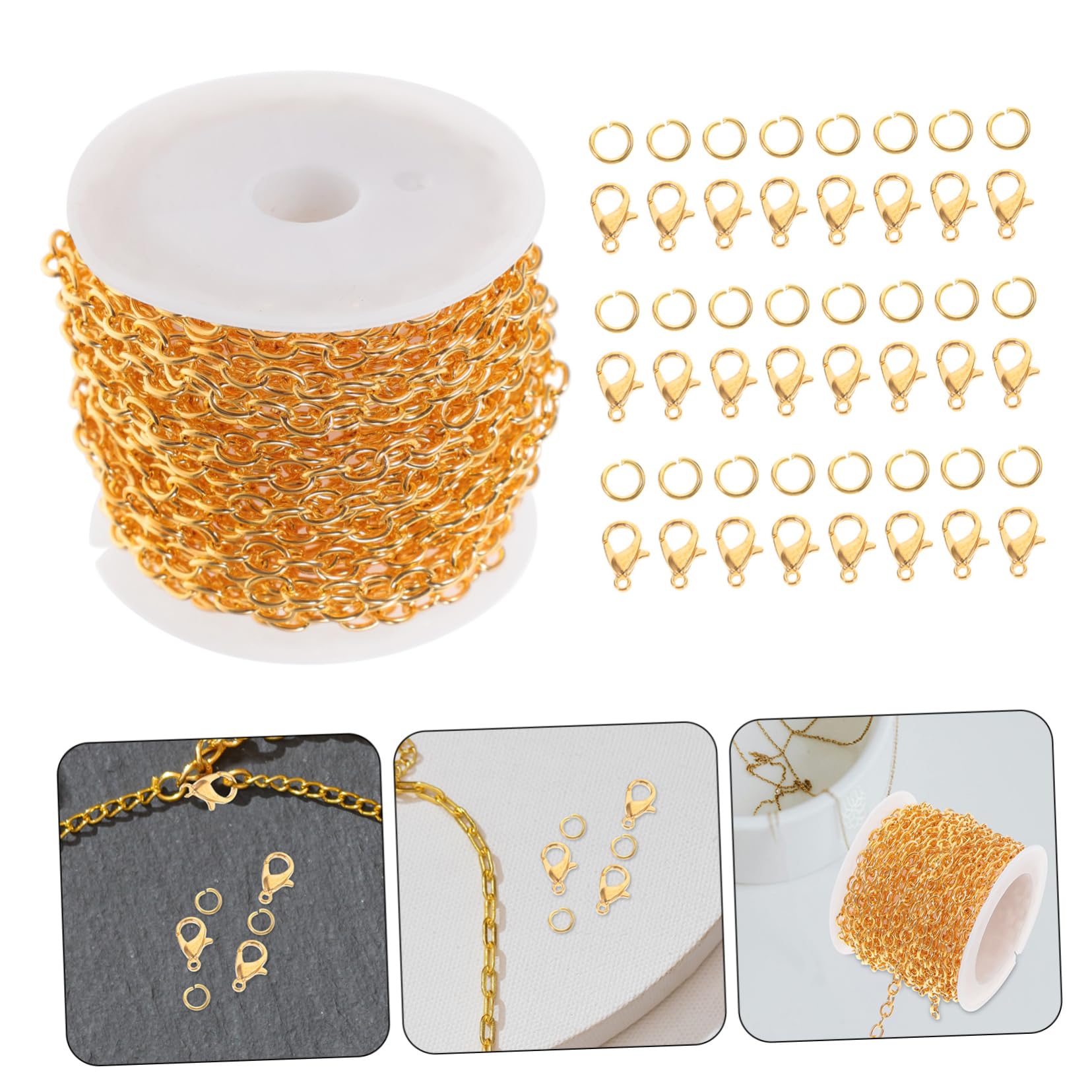 SHINEOFI 4 Set Gioielli Fatti A Mano Catena Collana di Catene Catena A Mano Collana A Catena con Fibbie Catena per La Collana Catenacci per Fai da Te Braccialetto A Catena Produzione di