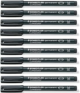 STAEDTLER Lumocolor Black Medium Permanent Marker Pens Pack of 10 Waterproof Smudge Resistant Quick Dry CD DVD OHP