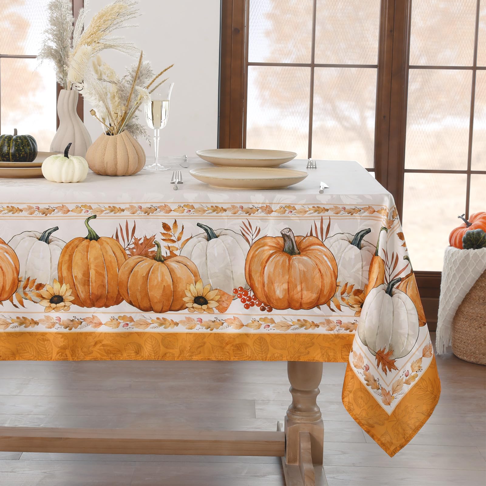 Set Di 2 Asciugamani Da Cucina Con Stampa Zucca Autunnale - Stile Vintage, Assorbenti E Riutilizzabili
