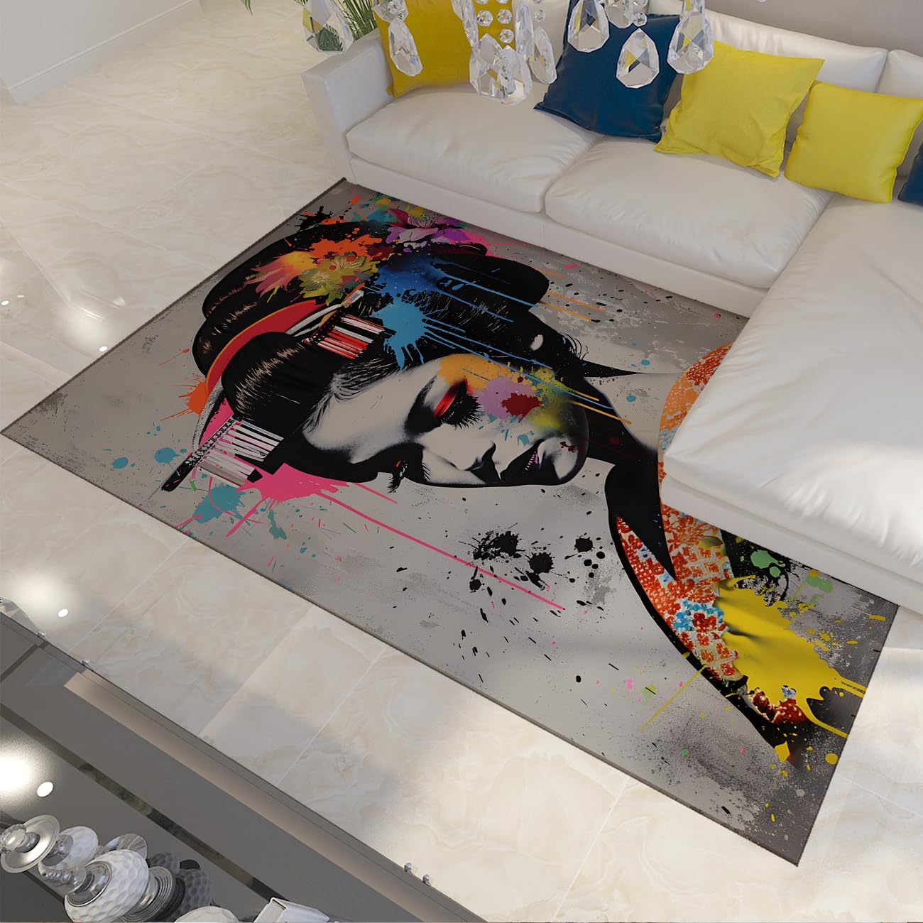 Tapis de geishas japonaises 60x120cm antidérapant pour chambre et salon