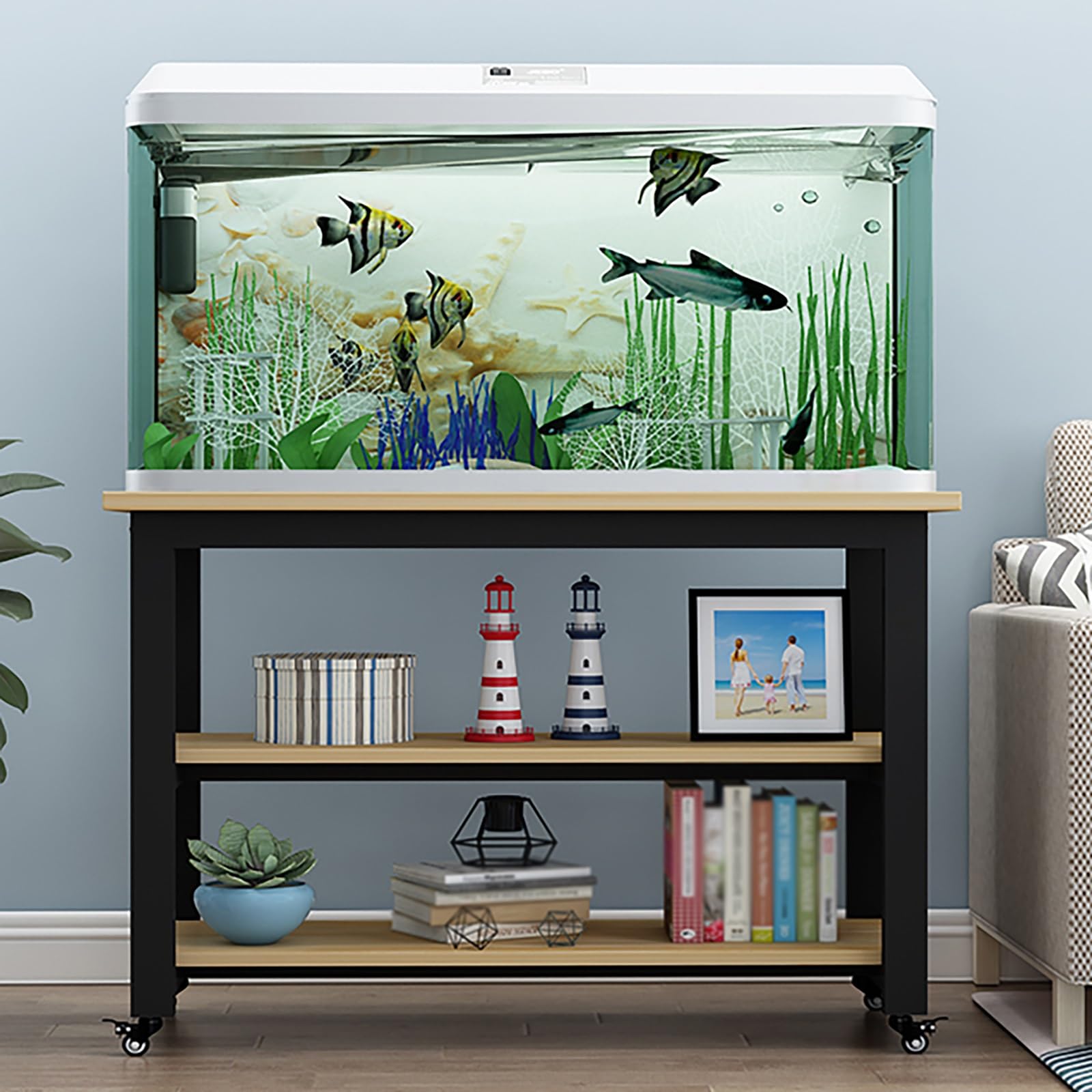 Generisch Stojak do akwarium na kółkach do akwariów od 10 do 30 galonów (ok. 38-114 litrów), szafka do terrarium z kółkami, mebel do gabinetu, wytrzymały uchwyt do ryb/akwariów/terrariów