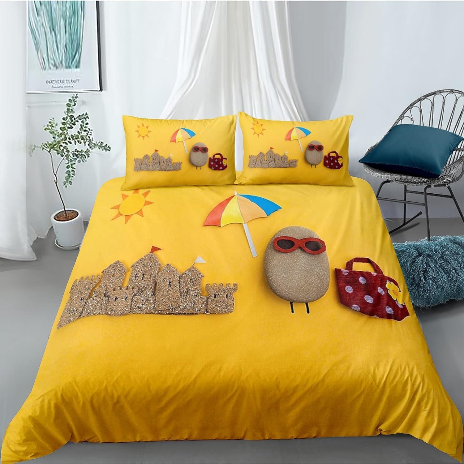 Housse de couette 220x240 fermeture éclair lit galets 3D
