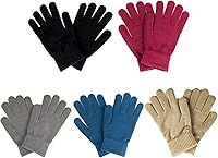 SILEDGN 5 Pairs Stretchy Warm Magic Winter Knitted Gloves for Adults Kids - Elastic M/L Outdoor Driving Ski Gloves