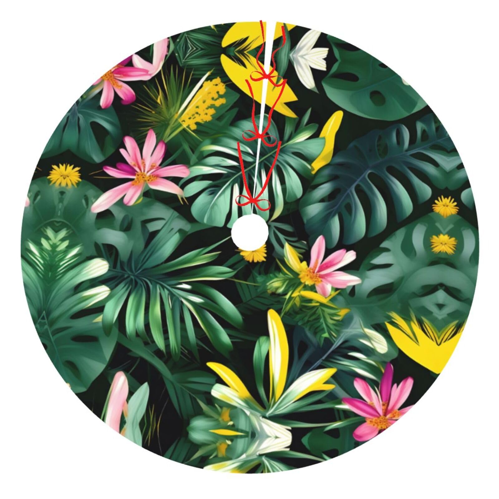 Tapis de sapin de Noël imprimé floral pour illuminer vos fêtes de vacances