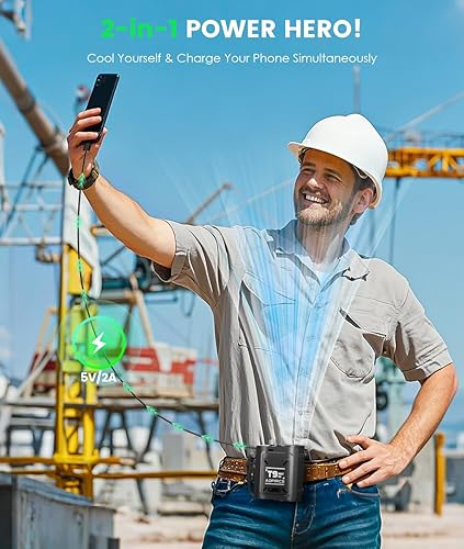 Vista 5 de Ventilador de cintura portátil 9000 mAh con cinturón Turbo Fans Max 40 horas de tiempo de trabajo, ventilador de camisa de flujo de aire fuerte