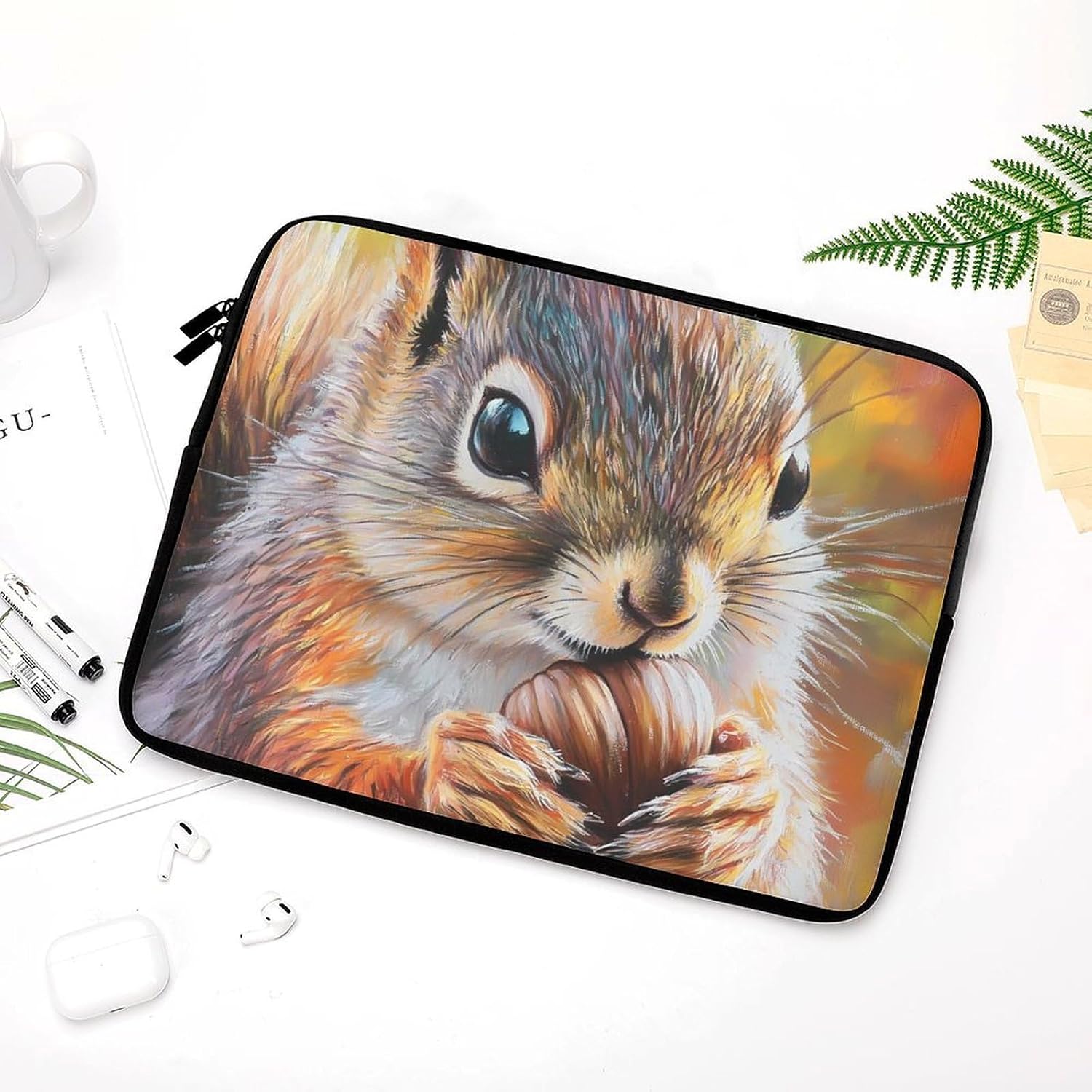 Squirrel Vintage Oil Painting Laptop Case Sleeve Computer Tablet Bag image 5