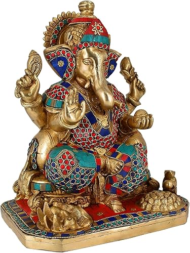 Miniatura 3 de Estatua de latón con piedra multicolor para decoración del hogar