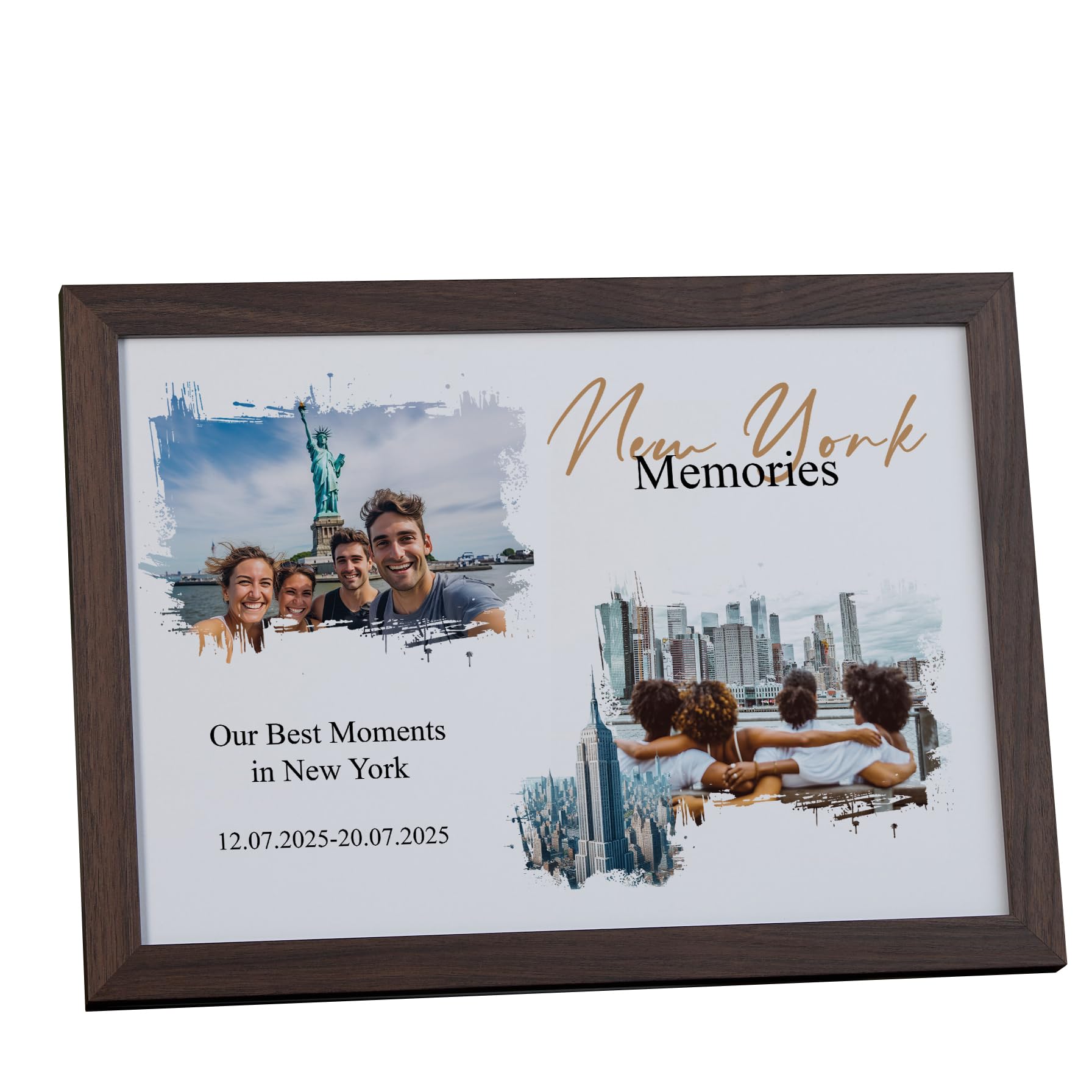 ukgiftstoreonline Personalised New York Holiday Memories Photo Frame, A4 Framed Print and Printed Photos