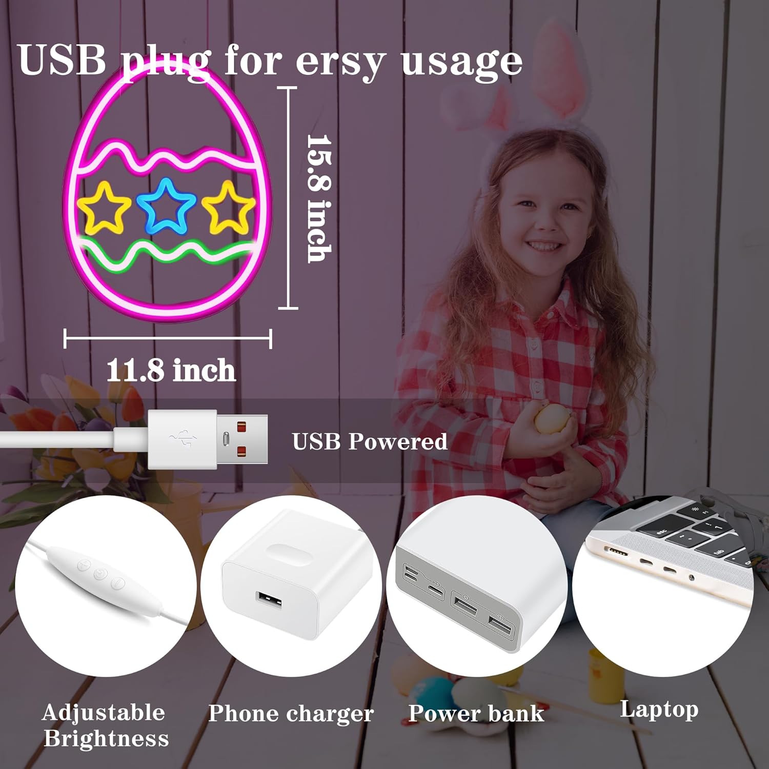 Neon Lights for Bedroom, Neon Signs for Wall Decor Light Up Easter Eggs Decor Easter Decorations