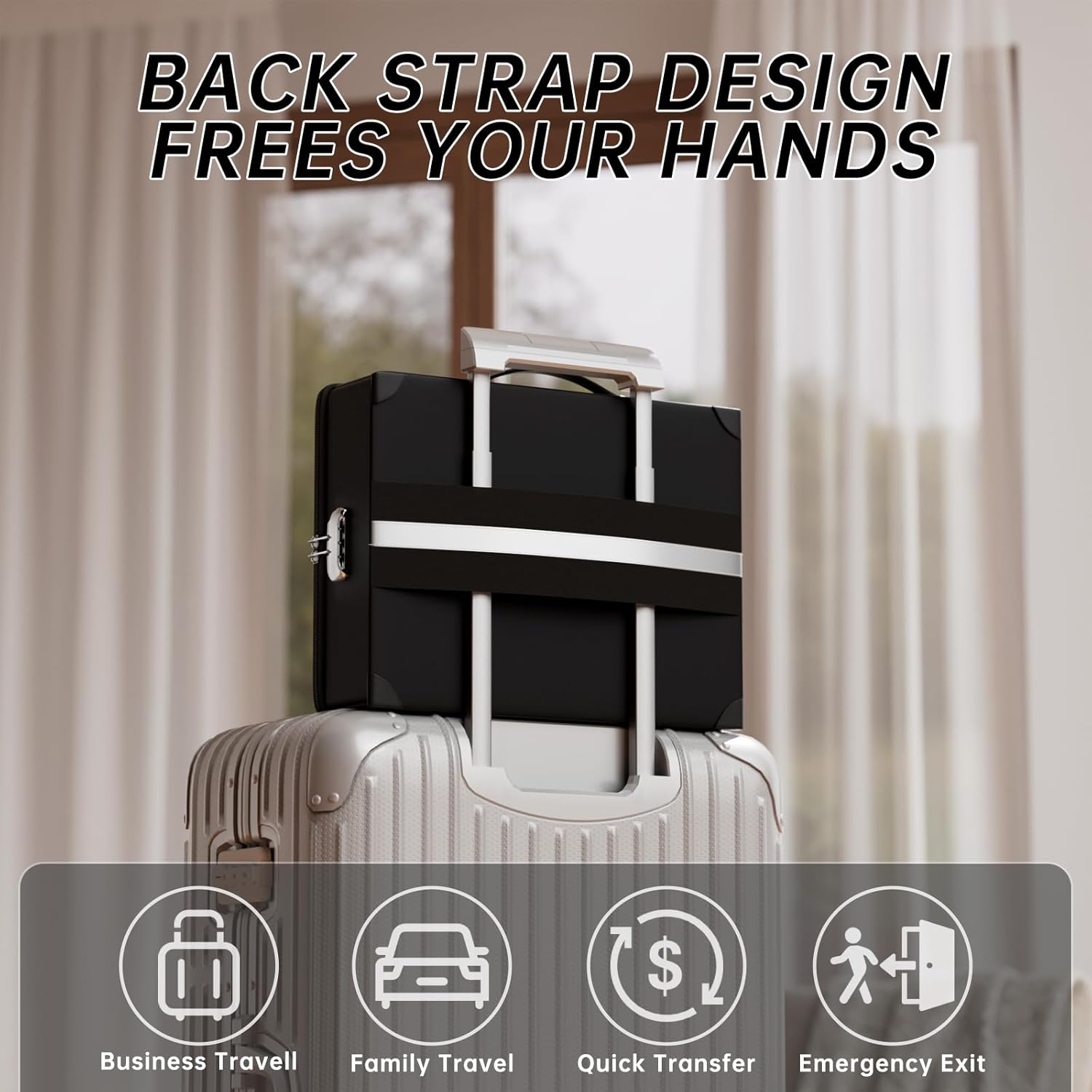 Fireproof Document Box with Fireproof Zipper, Hard Fireproof Safe Case with Lock, Fireproof Water Resistant Safe Box with Accordion File Organizer for Important Documents, Valuables, Laptop, Black