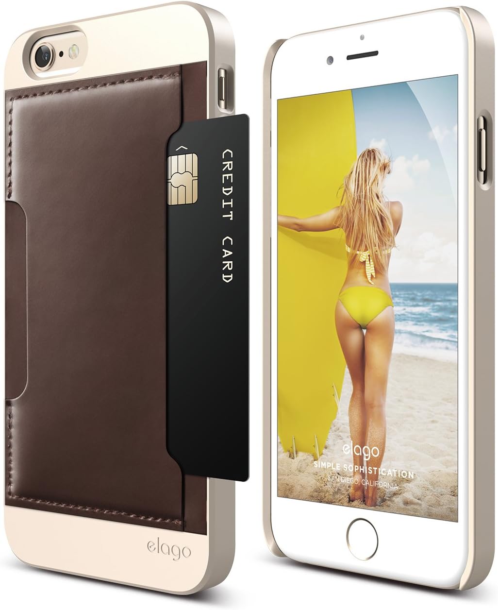 iPhone 6S Case, elago [Outift Pocket][Champagne Gold/Brown] – [Card Slot][Handmade Leather][Premium Hybrid Construction]– for iPhone 6/6S
