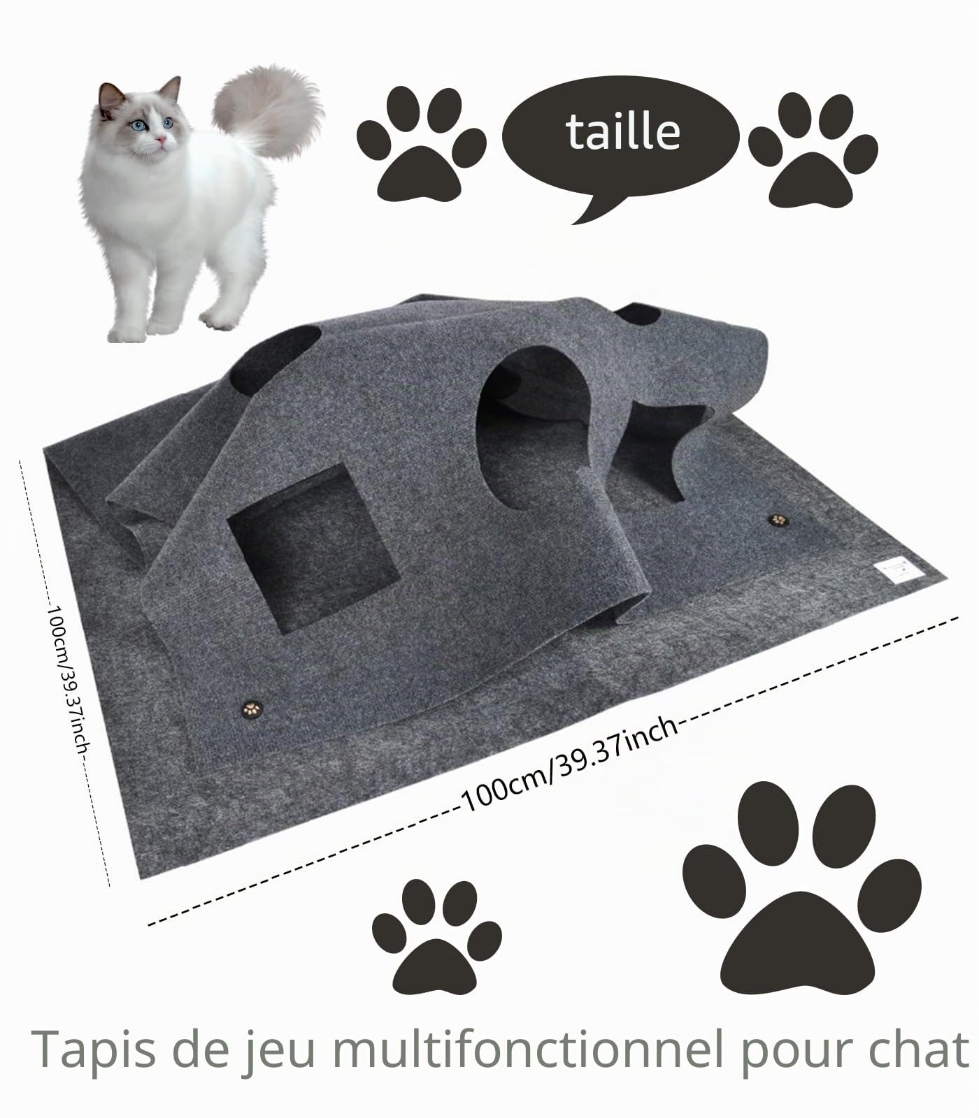 Tapis de jeu pour chat, tapis de jeu pliable pour chat, tapis interactif amusant pour animaux de compagnie, lit de toilettage à gratter