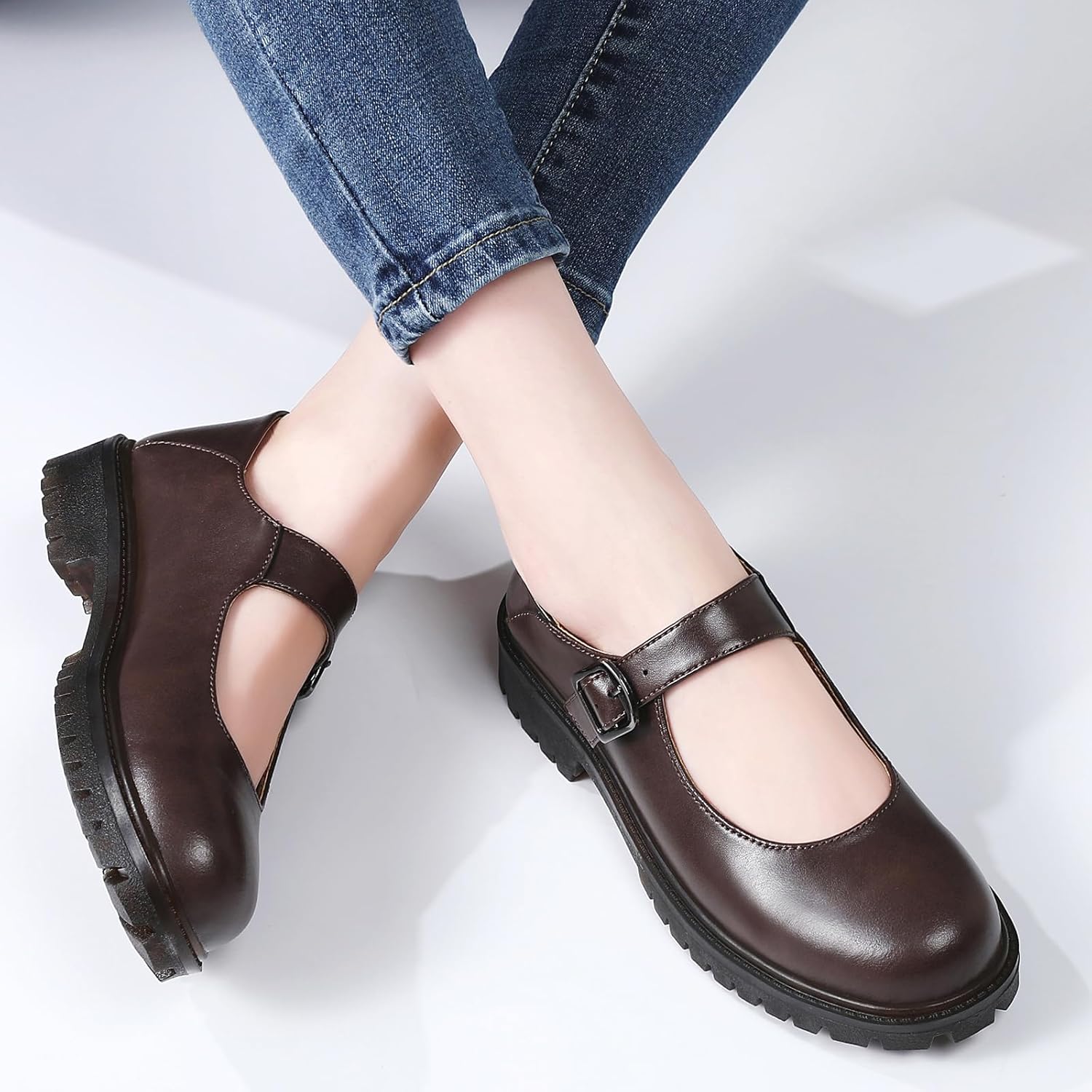 Mary Jane Shoes Women Flats Black Non Slip Platform Mary Janes for Womens Cute Ladies School Work Casual Maryjane Shoes Womens - Image 9