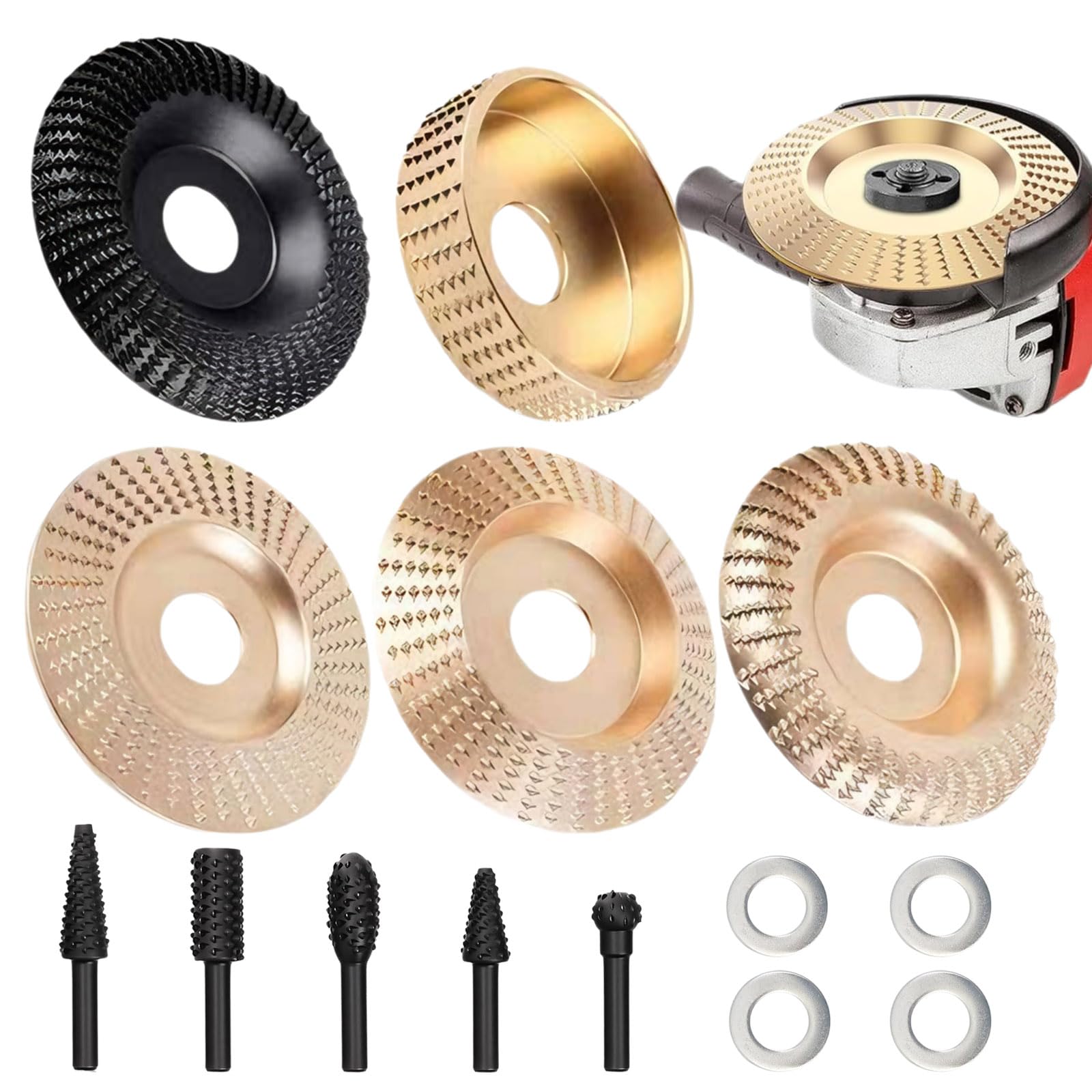 Wood Carving Disc Set - 14pcs Angle Grinder Tools -1