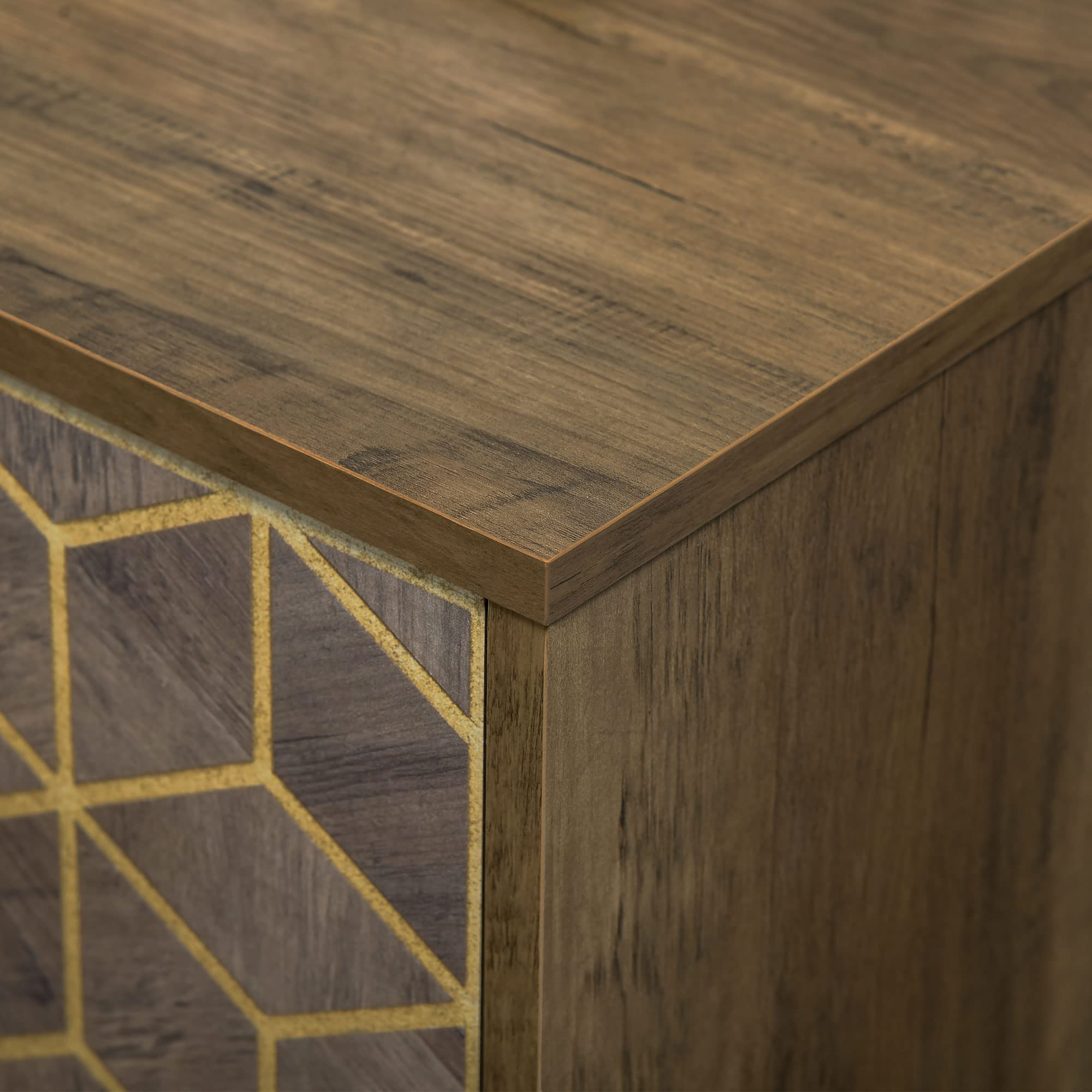 HOMCOM Mobile da Ingresso e Salotto Credenza 2 Ante in Legno 99x39x75.5cm | Moderna, Decori Dorati, Gambe in Acciaio