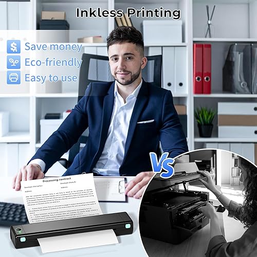 Miniatura 7 de Phomemo Impresora portátil inalámbrica para viajes, impresora térmica M08F para uso doméstico, impresora Bluetooth sin tinta, compatible con papel