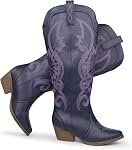 Hawkwell Cowboy Cowgirl Bottes Tir sur pointe d'orteil et de talon de bloc avec classique Brodé Botte Tall pour dames Robe Western Knee Haut Bottes pour femme