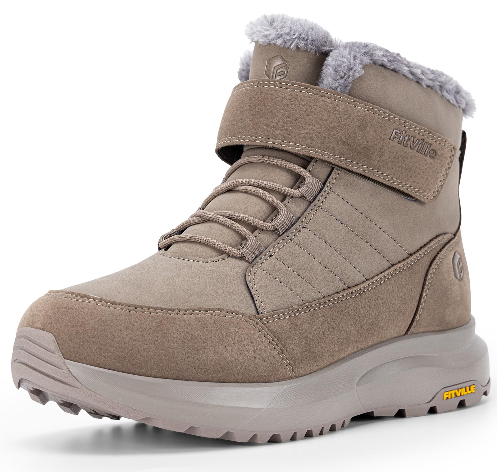FitVille Wide Width Mens Winter Boots Fur Lined Extra Wide Snow Boot Lightweight Non Slip Outdoor Mens Diabetic Shoes for Flat Feet