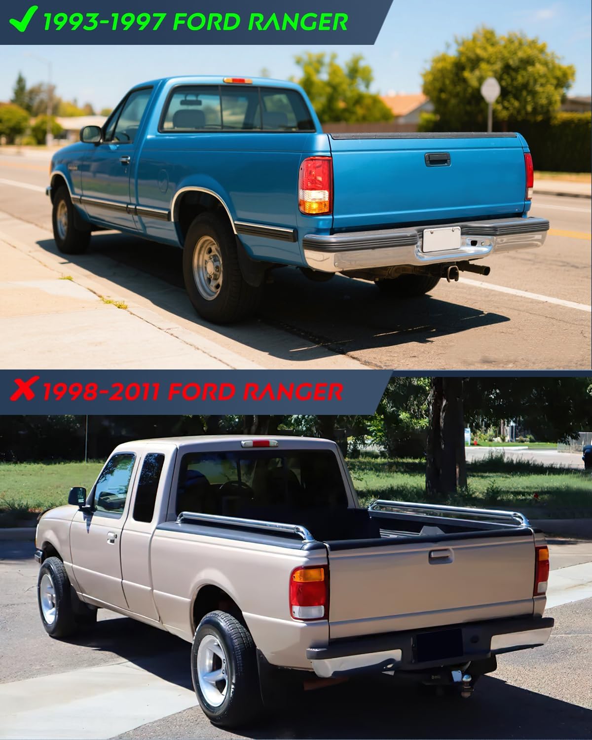 Nilight Taillight Assembly Compatible with 1993 1994 1995 1996 1997 Ford Ranger Red Clear Tail Light OE Style Rear Lamp Replacement Driver and Passenger Side