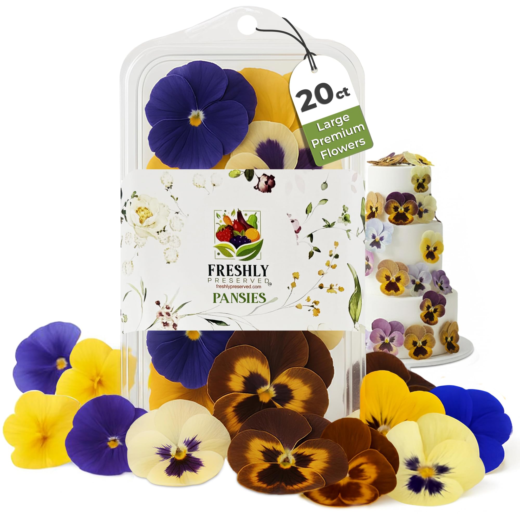 Pansy Edible Flowers for Cocktails & Desserts - 20 USA-Grown Freeze-Dried Flowers for Drink Garnish - Edible Dried Flowers (0.2 oz)