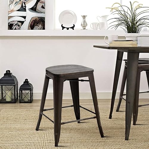 Miniatura 8 de Costway juego de 4 sillas de cobre y madera rústicas para cocina comedor de 236 pulgadas