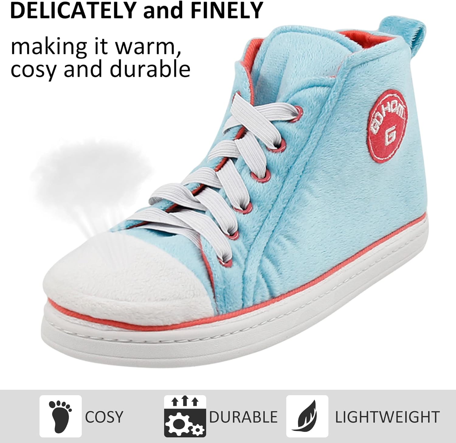 Sneaker Slippers for Women Fashion Indoor House Slipper Boots, Women's Super Soft Warm High Top Plush House Shoes for Women Slippers - Image 4