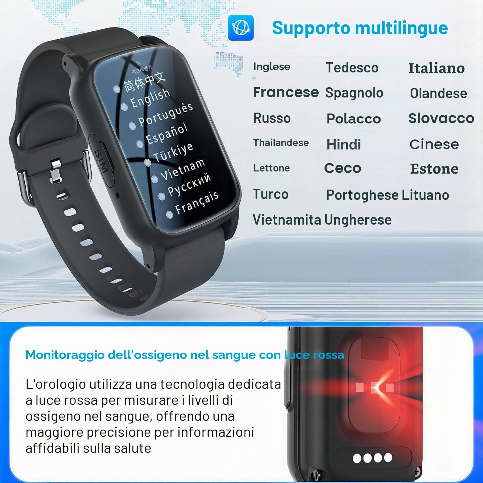 Smartwatch per Anziani con Demenza, Allarme di Caduta, Localizzatore GPS, Chiamata di Emergenza SOS, Videochiamata HD, Impermeabile Ip67. Black