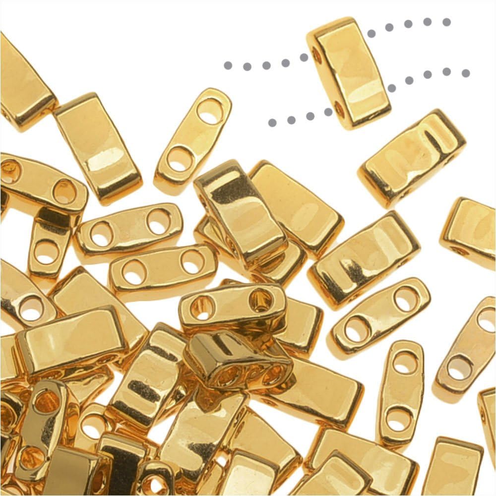 Miyuki Half Tila Beads 5mm – 24kt Gold Plated, Premium Japanese Glass Beads for Jewelry Making, Loom Work & Beading Designs