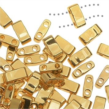 Miyuki Half Tila Beads 5mm 24kt Gold Plated, Premium Japanese Glass Beads for Jewelry Making, Loom Work & Beading Designs