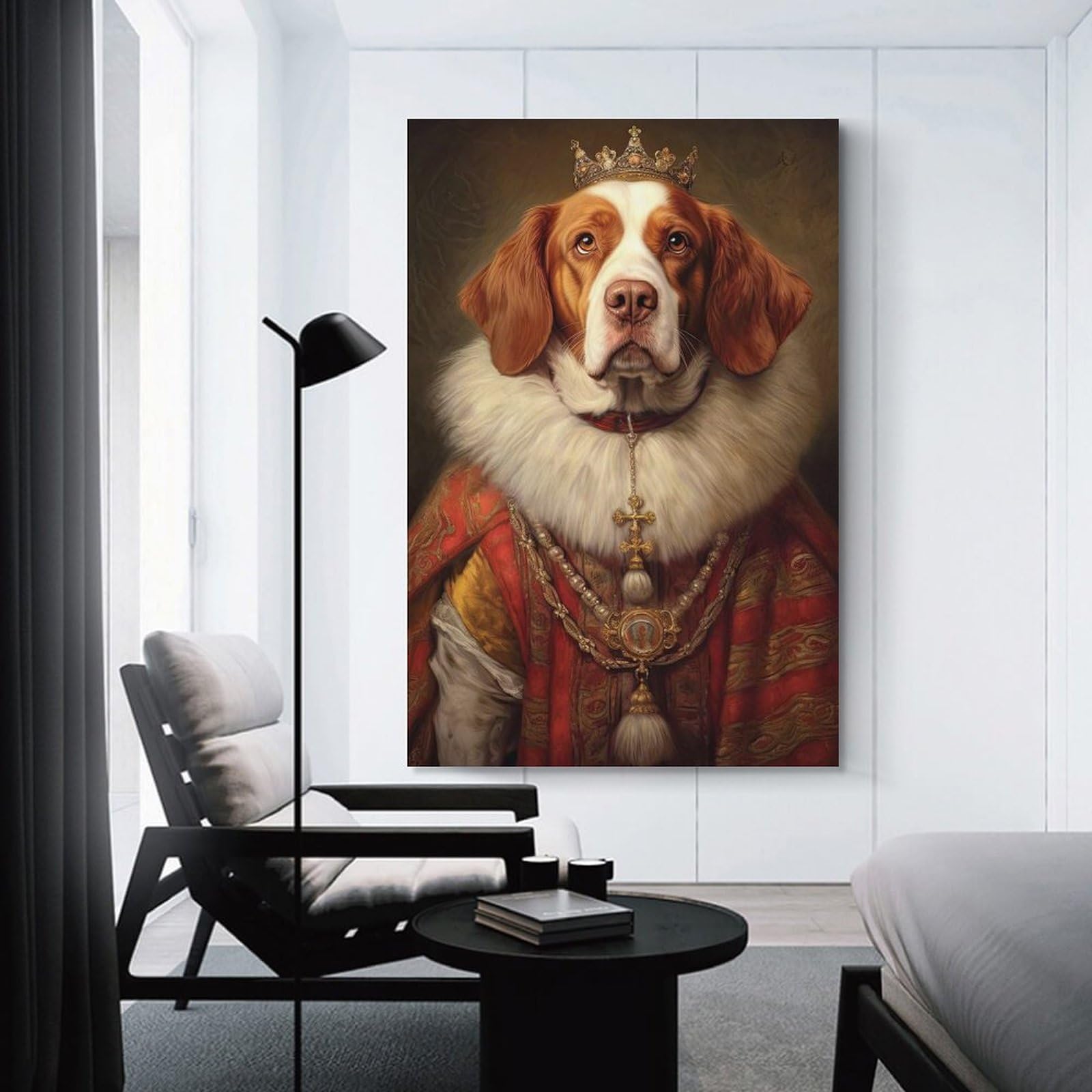 Junmoney Brittany Spaniel The King Room Decor Wall Art 20x30inch(50x75cm), for Bedroom Decor, Cosy Corners Or Studios, A Warm Accent for Relaxed Interiors