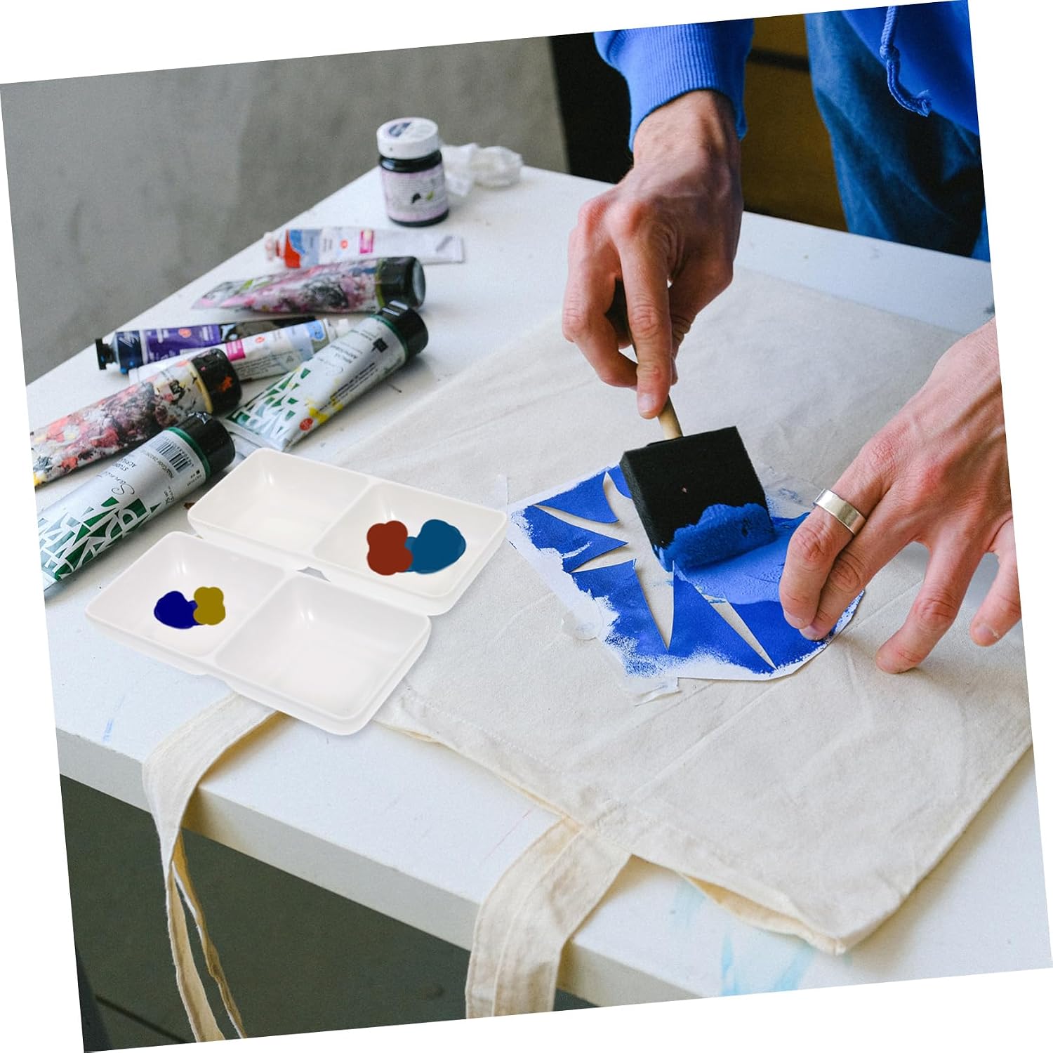 2Pcs Non-Slip Sauce Dish Set Sturdy Mixing Palette for Watercolor Painting and Student Stationery for Sauces and Dips