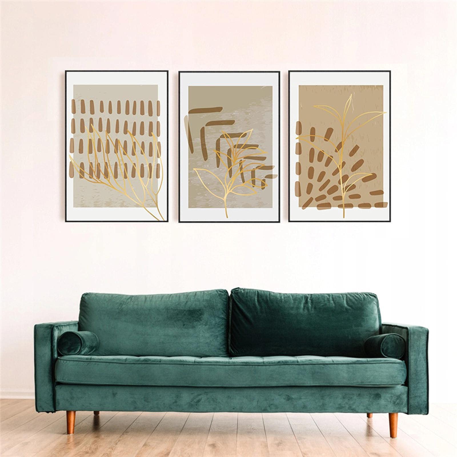 Peinture sur toile abstraite moderne dorée de 60x90 cm sans cadre