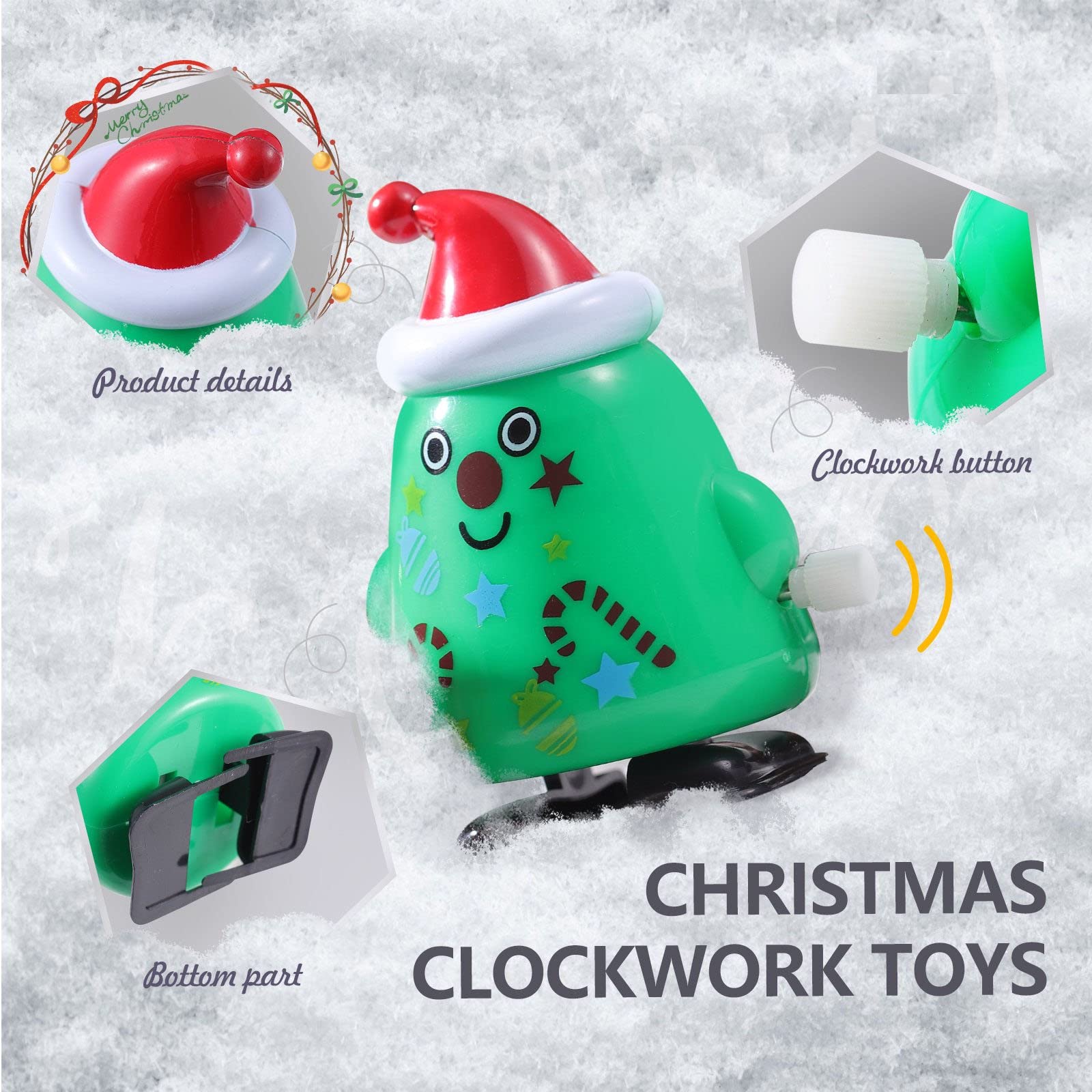 6pcs Christmas Wind Up Toy Clockwork,Santa Wind- up Toys Xmas Kids Toys Holiday Christmas Party, Perfect Party Bag & Xmas Stocking - Image 3