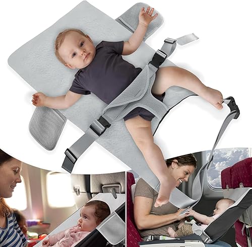 Miniatura 7 de Cama de avión para niños pequeños de 1 a 12 meses, cama portátil para niños pequeños, esenciales de viaje para bebés, adecuada para aviones