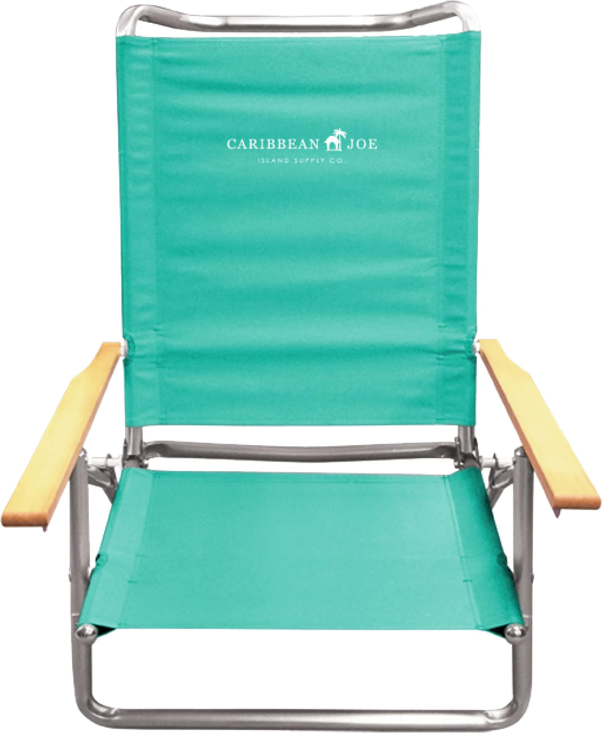CARIBBEAN JOECJ-7740TEAL five position folding beach chair with wood arms, Teal