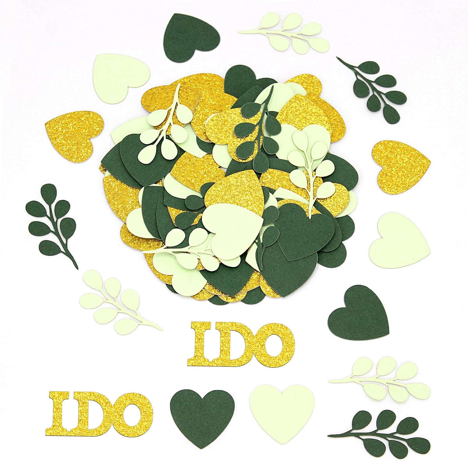 200PC Sage Green Wedding Confetti Wedding Shower Decorations Heart I do Engagement Table Confetti Bridal Shower Bachelorette Party Decorations