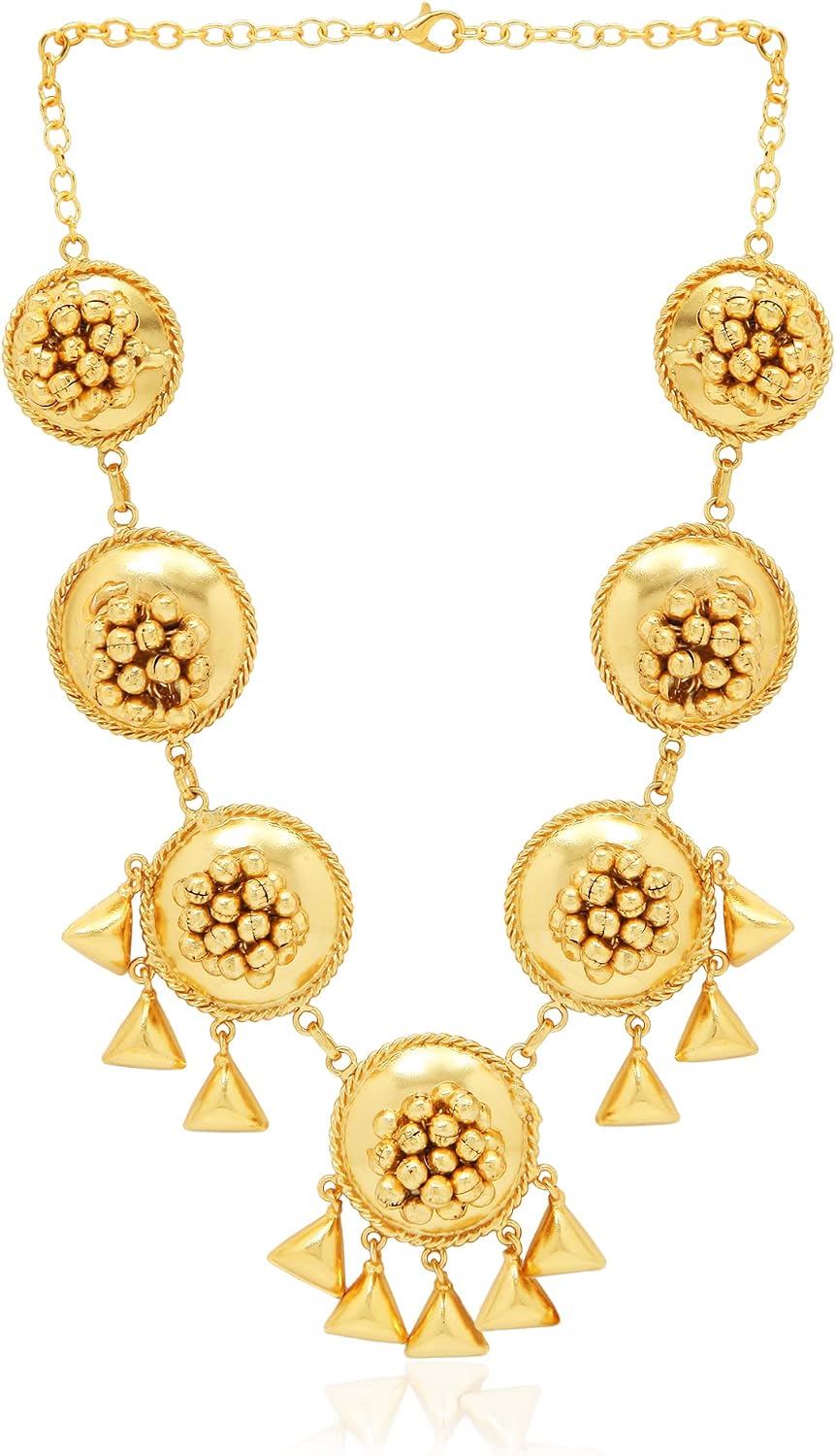 I Jewels 18k Gold Plated Indian Wedding Bollywood Antique Long Necklace Jewellery Set with Earrings for Women (MC089FL)