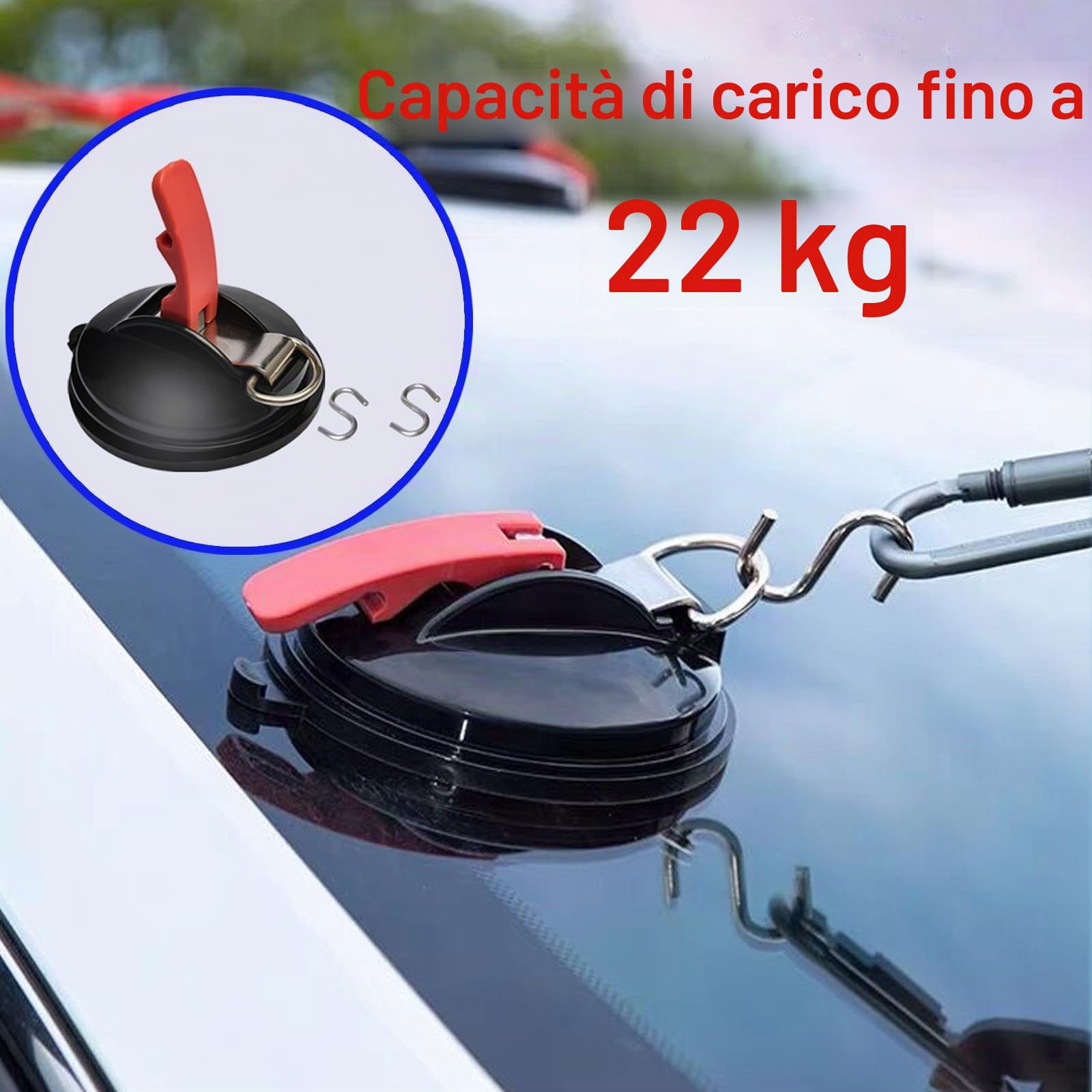 Ventosa, 4 Pezzi Ventose per Campeggio Ancoraggio a Ventosa con 8 Gancio di Fissaggio Ventosa Multifunzione per Auto Gancio a Ventosa per Bagagli Tende da Campeggio, Teloni, Tenditori per Auto