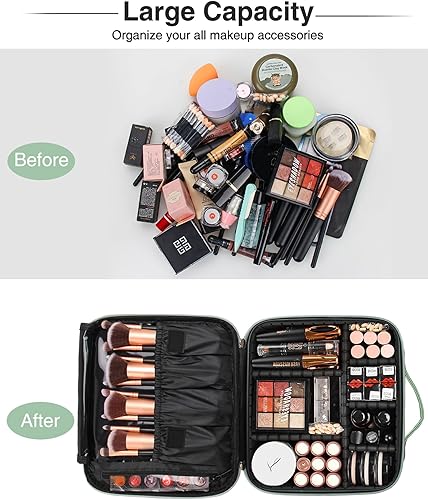 Miniatura 3 de Relavel Estuche de tren de maquillaje de viaje, organizador de cosméticos de maquillaje, bolsa de almacenamiento portátil para artistas con