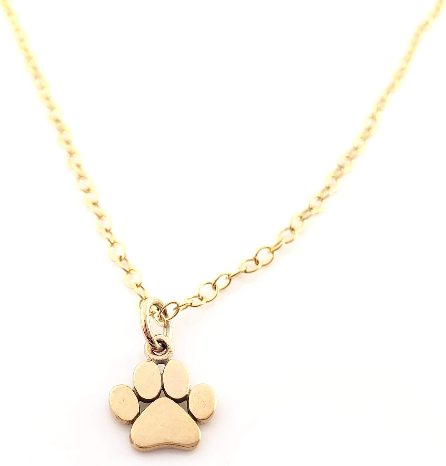 Paw Print Charm Necklace – 14k Gold Filled Chain – Handmade Pet Lover Jewelry
