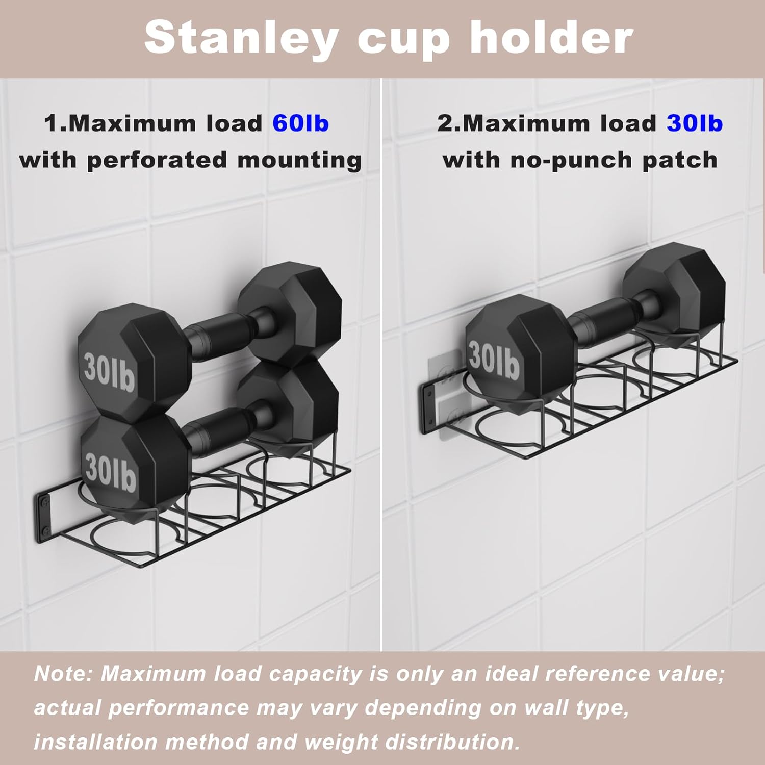 Water Bottle Holder for Stanley 30&40oz Tumbler,2 Pack Carbon Steel Metal Sturdy Cup Organizer,Stanley Cup Holder for Refrigerator,Heavy Duty Hanging Wall Mount for Pantry, Kitchen,Office Accessory - Image 6